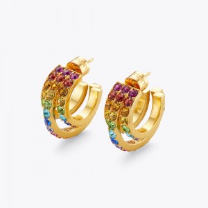 Kurt Geiger Rainbow Triple Hoops Colorati | UPTBXO-485
